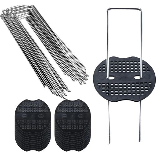 Kalanka-Lot De 50 Crochets En Toile Anti-Mauvaises Herbes + 50 Rondelles (150 X 40 Mm, Ø 2,5 Mm) - Ancrage Au Sol Galvanisé Anti-Rouille - Piquets En Acier Pour La Fixation De Toiles Anti-Mauvaises
