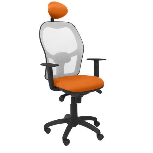 Chaise Jorquera grise en maille bali orange siège avec appui-tête fixe