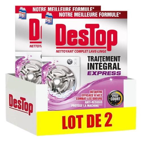 DESTOP Lot de 2 Nettoyants Lave-Linge Express, Anti-Calcaire, Anti-Moisissure - 2 doses