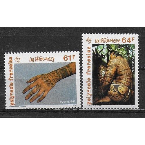 Polynesie Francaise 1992 : Les Tatouages : Série Entière De 2 Timbres À 125 F. Neufs **