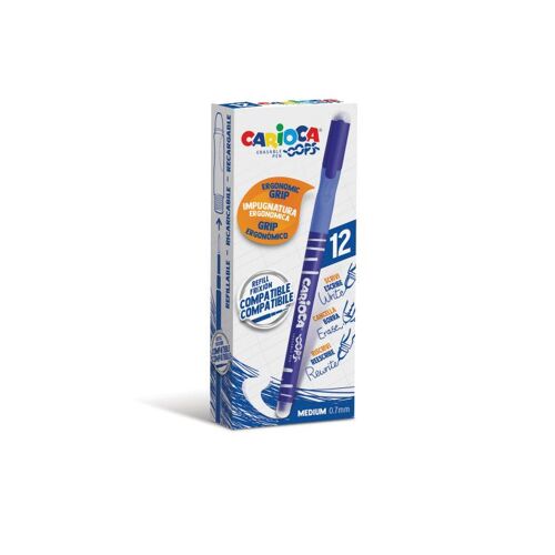Boite De 12 Stylos Oops Bleu Carioca 43039/02