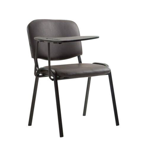 Chaise visiteur avec petite table rabattable pupitre en synthétique marron support métal noir BUR10653