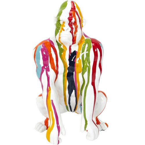 Gorille accroupi en résine 24 cm Multicolore