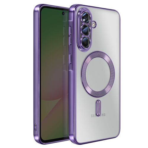 Coque pour Galaxy A56 Compatible MagSafe avec Contour Chromé Violet