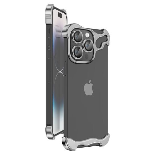 Protection Design pour iPhone 14 Pro Bumper Modèle Steel Cover Argent