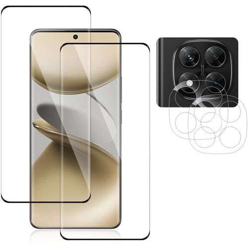 Kal-Lot De 2 Films De Protection D'écran Hd Transparents Pour Xiaomi Redmi Note 14 Pro 5g, Couverture Complète 3d, Sans Bulles, Avec Protection De L'appareil Photo, Pour Xiaomi Redmi Note 14 Pro
