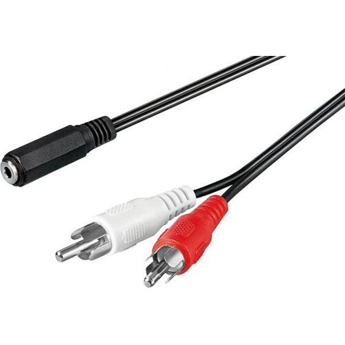 Câble JACK 3,5 stéréo femelle vers 2 RCA Macho 1,4mts Goobay