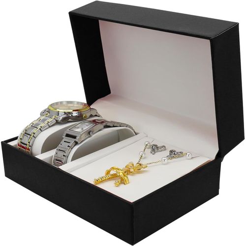 Kal-Boîte À Montres, 2 Emplacements, En Cuir Synthétique, Pour Homme, Organisateur De Bijoux Confortable, Organisateur De Bijoux Pour Couple, Boîte À Montres, Organisateur De Bijoux Pour Homme