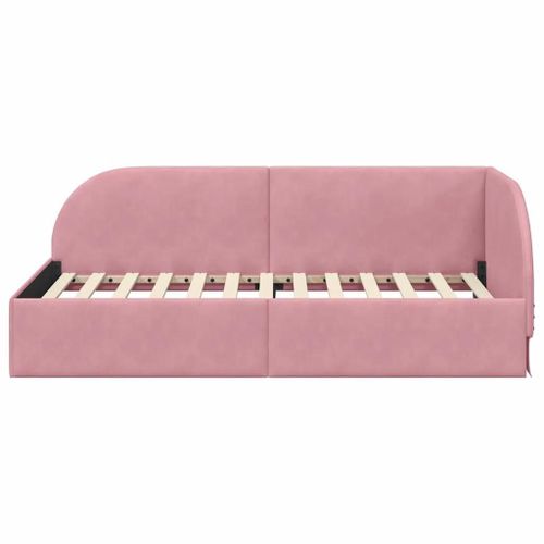 Vidaxl Cadre De Lit D'angle Avec Tête De Lit Rose 90 X 200 Cm Velours