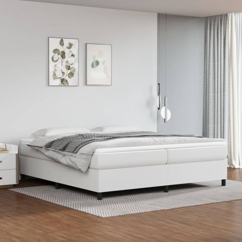 Prolenta Premium - Sommier à ressorts de lit Blanc 200x200 cm Similicuir