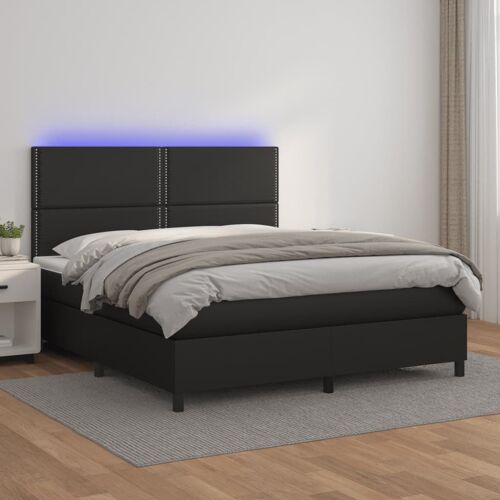 vidaXL Sommier tapissier avec matelas et LED Noir 180x200cm Similicuir