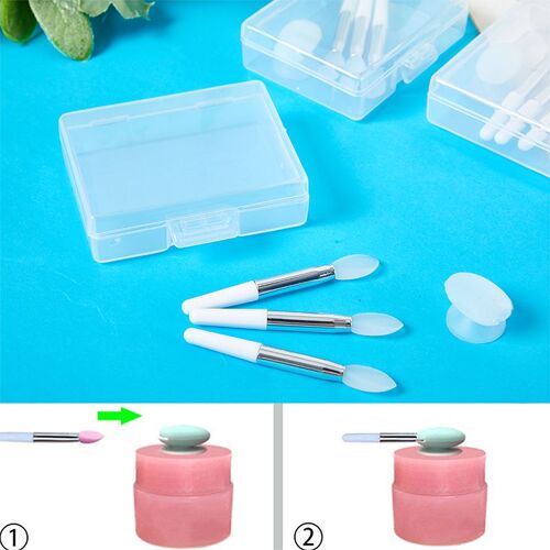 1set Silicone Baumes À Lèvres Lèvre Masque Brosse Avec Ventouse Pare-Poussière Rouge À Lèvres Cosmétique Pinceaux De Maquillage Rouge À Lèvres Brosse Boîte De Rangement 