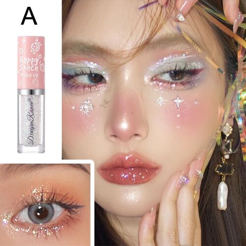 Fard À Paupières Liquide À Paillettes 8 Couleurs, Surligneur Étanche, Ombre Nacrée, Cosmétique Pour Les Yeux, Ver À Soie, Maquillage Brillant, Paillettes Allongées E9h9 