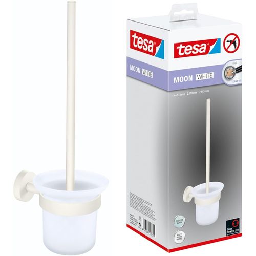 KAL-® Moon White Ensemble Wc Support Et Brosse Wc, Blanc Mat, Verre Satiné - Salles De Bains Modernes Et Style Industriel - Sans Perçage - 379 Mm X 112 Mm X 145 Mm