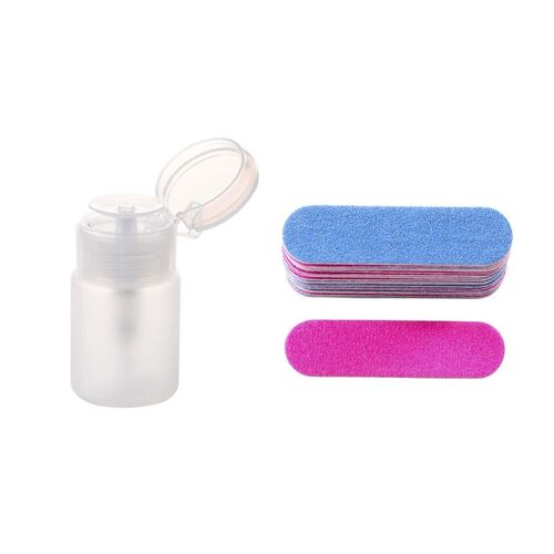 Pompe En Plastique Avec 100 Limes À Ongles, Double Couleur, Mini Tampon De Ponçage En Bois, 70ml 