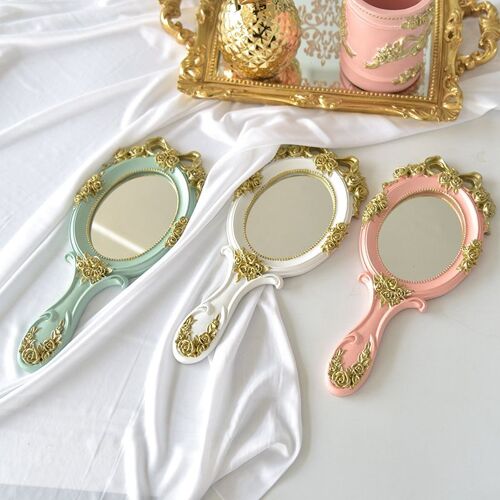 Miroir À Main De Maquillage Vintage, Miroir Cosmétique À Main Avec Poignée Pour Cadeaux 
