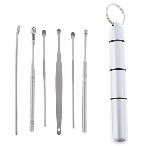 Kit De Nettoyage D'oreille Portable, 6 Pièces, Dissolvant De Cire D'oreille, Curette, Cure-Oreille, Outil De Nettoyage 