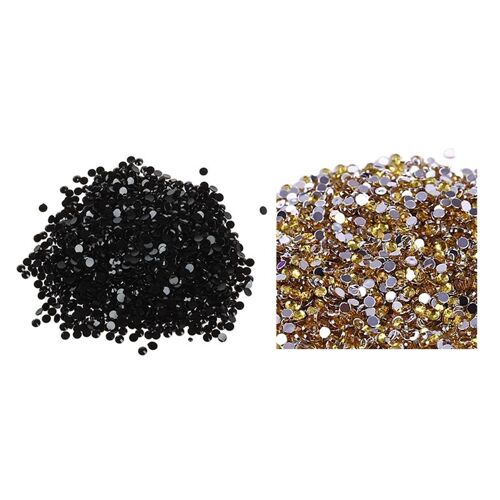 Strass En Acrylique À Dos Plat, 4000 Pièces, Perles De Nail Art (Noir Et Jaune Citron) 