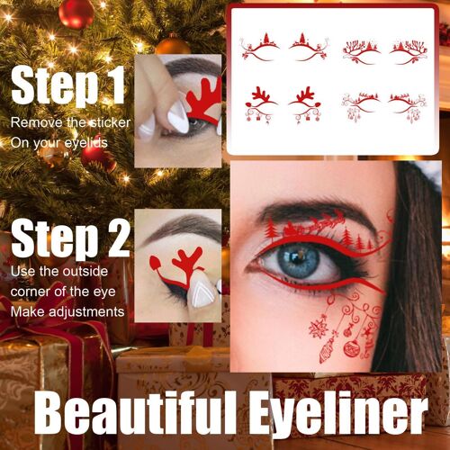 Autocollant De Faux Eye-Liner Léger De Noël, 4 Paires, Facile À Transporter, Autocollant M2t1 