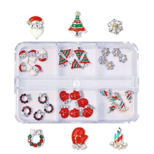 Breloques De Noël En Métal Pour Nail Art, Strass, Chapeaux De Père Noël, Flocon De Neige, Breloque De Noël Pour Nail Art, Décorations D'ongles Pour Femmes 