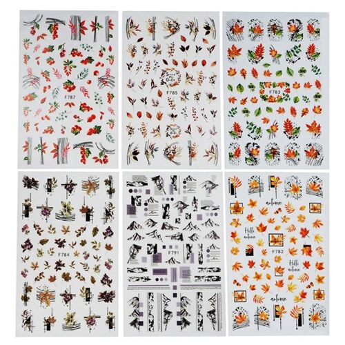 Autocollants Pour Ongles 3d, Feuilles D'érable, Feuilles D'automne, Fleurs, Curseur De Ligne, Autocollants De Manucure, Diy Bricolage 