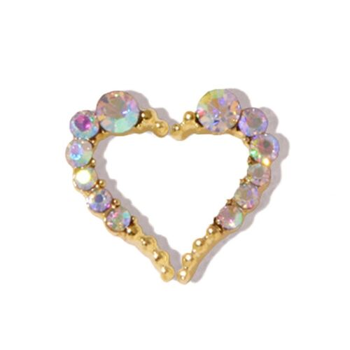 Breloques À Ongles En Forme De Coeur, 1 Paire De Strass 3d, Bijoux Pour Décor Nail Art, Décalcomanies À Ongles En Forme De Coeur, Cristal En Alliage D'or 