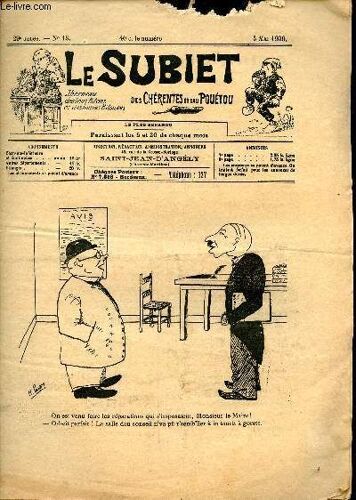 Le Subiet Des Chérentes Et Dau Pouétou N°13 29e Année 5 Mai 1930 - A Bouère Par Vladir - Patois Des Environs De Niort Une Feille Yab Ment Décopaye Par Jean Rigolleau - Les Truffes Par Derouffiat - La(...)
