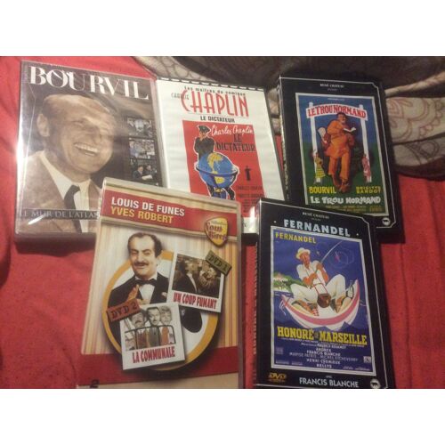 Lot De 5 Dvd. Burvil. De Funes. Fernandel. Bourvil. Charlie Chaplin ( Voir Photo)