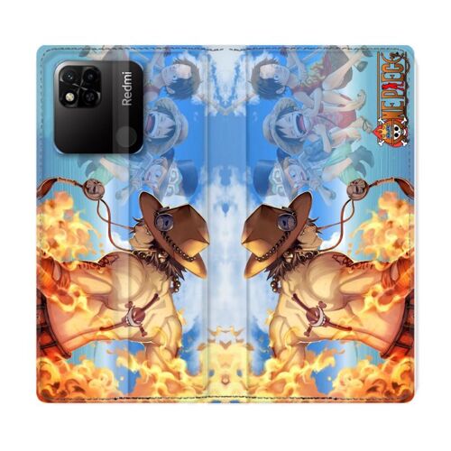 Housse Cuir Portefeuille Pour Xiaomi Redmi 10a Manga One Piece Ace Color