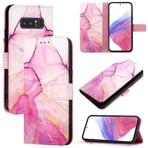 Étui Pour Samsung Galaxy Note 8 Cuir Pu Bicelle Motif De Marbre Portefeuille - Rose Rouge