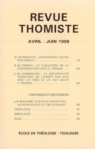 Revue Thomiste - N°2/1998