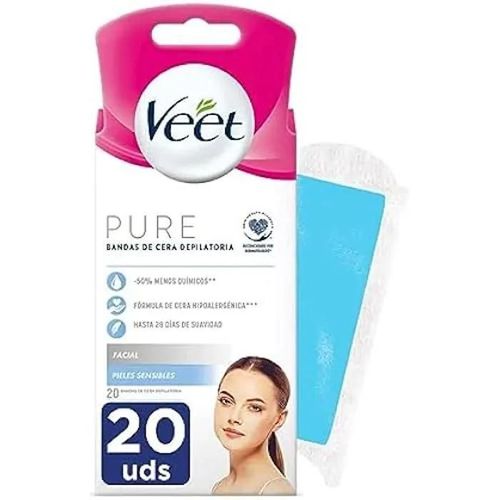 Bandes De Cire - Veet - Piel Sensible - 20 Unités - Dépilatoire - Faciales 