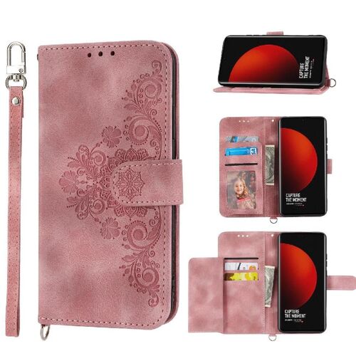 Flip Étui Pour Honor X30 Plusieurs Emplacements Pour Cartes De Crédit En Relief Antichoc Bracelet - Couleur Rose