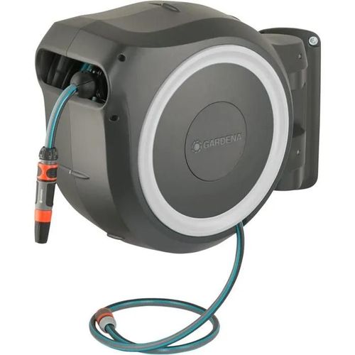 Gardena Enrouleur de Tuyau Mural Rollup L (Blanc) ¿ Longueur 30m ¿ Ø13mm¿ Garantie 5 Ans¿ Dévidoir pivotant à 180°¿ Kit Complet