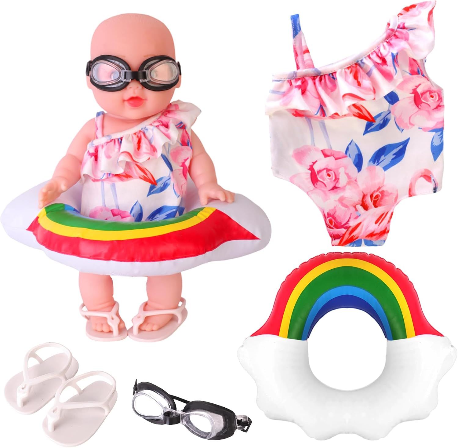 LuLiyLdJ Vetement Poupee 30 Cm, Vêtements Pour Poupées 18 Inches, Vêtements De Poupée Pour New Born Baby Poupée, Maillot De Bain Nœud Rose Pour Poupée