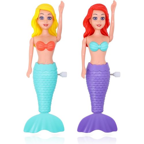 KAL-Lot De 2 Jouets De Bain Pour Tout-Petits Enfants Filles - Princesse Sirène Wind-Up Queue Flottante Pour Piscine (C)
