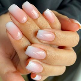 Kal-24 Pièces Faux Ongles Court Carré, French Rose Blanc Dégradé Ongles À Presser, 12 Tailles Acrylique Couverture Complète Gel Capsules Ongles À Coller Pour Femme Filles Nail Art À La Maison 