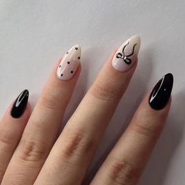 Kal-24 Pièces Faux Ongle Amande Moyen, Français Noir Blanc Ongles À Coller, Ballerine Press On Nails Artificiels Couverture Complète Capsules Ongles Naturel Pour Femmes Et Filles -Dégradé Nude 