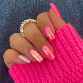 Kal-24 Pièces Français Faux Ongles Moyen Carré, Aurore Rose Press On Nails Ballerine Naturel Ongles À Coller, Acrylique Pleine Couverture Square Faux Ongles Autocollants Pour Femmes Et Filles, 12 Tai 