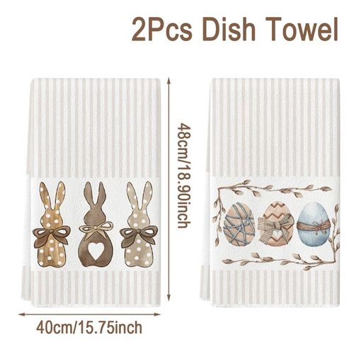 Torchon Imprimé Lapin De Pâques,Serviette De Cuisine À Séchage Rapide,Motif Lapin,Décoration De La Maison,Vacances De Printemps - Type Style 1