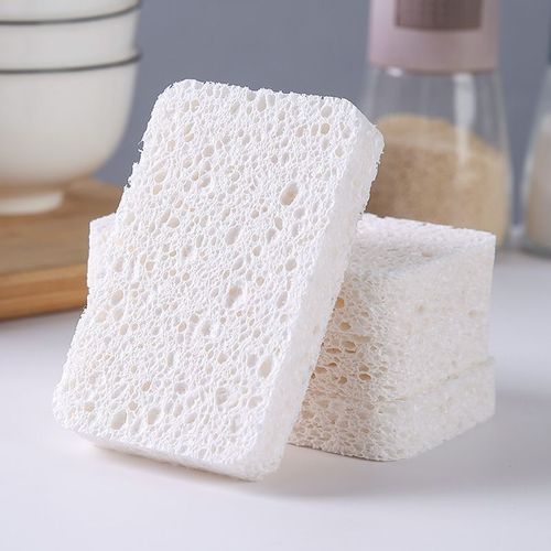 Éponge de nettoyage pour la vaisselle de cuisine,gomme forte,tampon à récurer pour pulpe de bois,élimine la rouille,chiffons d'essuyage,détartrage,frottement propre - Type White-1Pcs