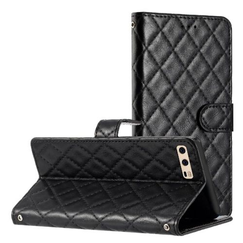Flip Étui Pour Huawei P10 Folio Magnétique Tpu Antichoc Titulaire De Fentes Pour Cartes Portefeuille En Cuir Pu Bicelle - Noir