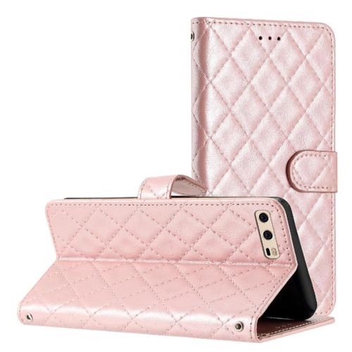 Flip Étui Pour Huawei P10 Pro Tpu Antichoc Folio Magnétique Bicelle Titulaire De Fentes Pour Cartes Portefeuille En Cuir Pu - Couleur Rose
