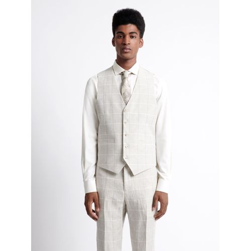 Gilet De Costume 100% Lin À Carreaux