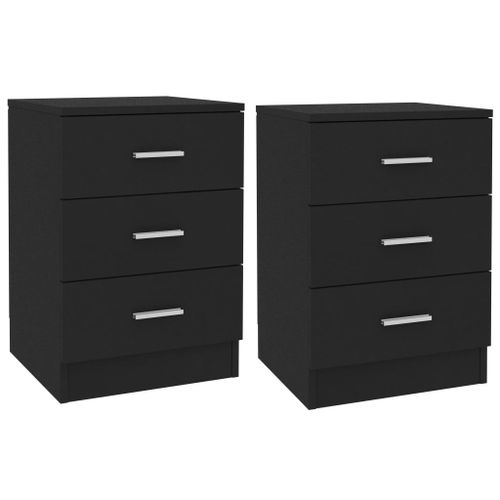 vidaXL Tables de chevet 2 pcs Noir 38 x 35 x 56 cm Aggloméré