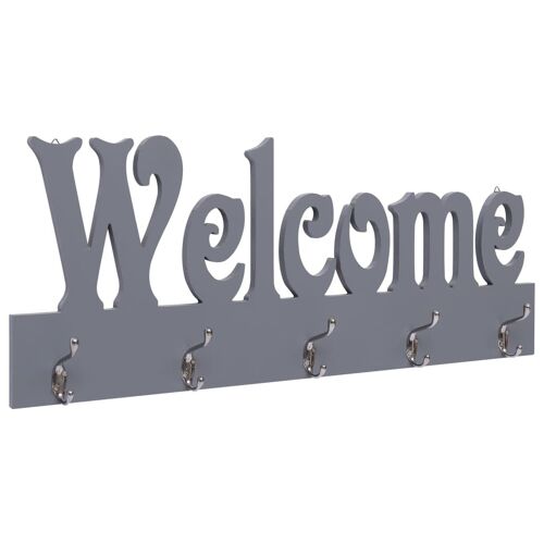 Porte-manteau mural en MDF gris WELCOME 74x29,5 cm DEC024227