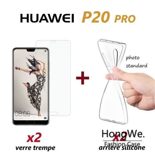 LitteMonkey® verre trempe + coque gel huawei p20 pro