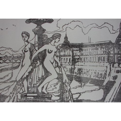 Lithographie Représentant Bordeaux Dessinée Et Gravée Par Bernard Gaultier À Un Tirage Limité À 1200 Exemplaires