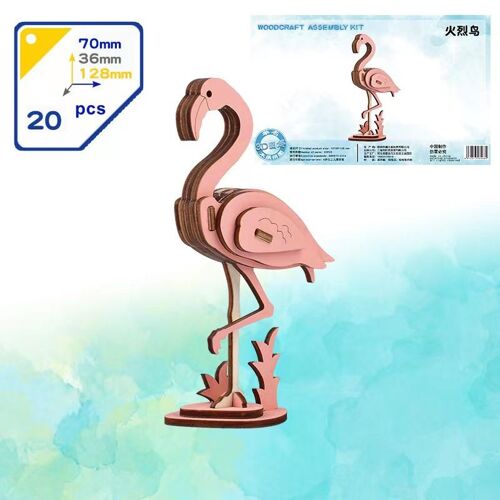 Kit D'assemblage En Bois 3d, Jouets Animaux Flamingo, Puzzle Mini Modèles En Bois, Jouets Pour Enfants, Accessoires Artisanaux Ex
