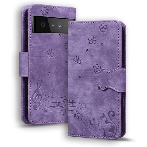 KAL-Coque Pour Google Pixel 7 Pro Etui Protection Housse Premium En Cuir Pu Flip Cover Case Magnétique Portefeuille Support Fonction Cover Pour Google Pixel 7 Pro, Violet Chat